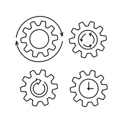 Gear wheel doodle. Hand drawn cogwheel mechanism. Technology concept planning, business goal