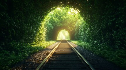 Fototapeta premium A tunnel with a train track in the middle