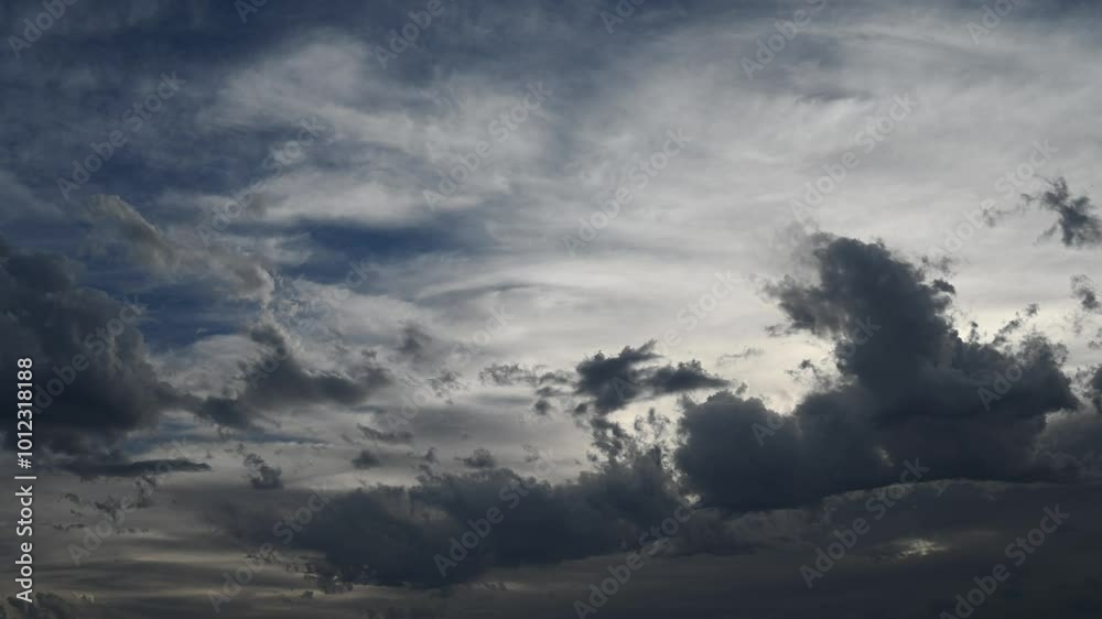 Wall mural time lapse of dramatic storm clouds moving towards the viewer