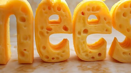 Sculpted Cheese Letters on Marble with Soft Glowing Lighting - Powered by Adobe