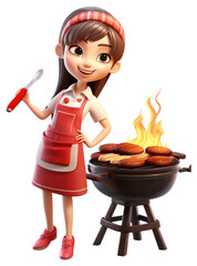 PNG Cartoon cooking female food.