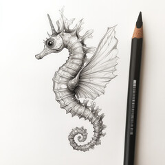 Fototapeta premium seahorse, animal, illustration, art, symbol, seahorse, golden, draw, vector, spine, tattoo, sea, design, decoration, fantasy, ornament, power