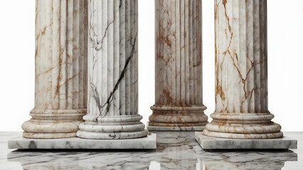 an antique marble column isolated against a white background generative ai