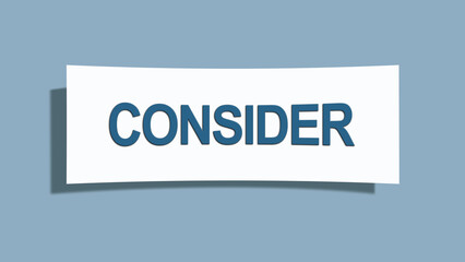 Consider. A card isolated on blue background.