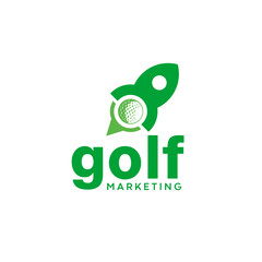 Golf Marketing Logo design.  Innovative Rocket and Golf Ball Symbol for Sports Marketing and Digital Branding