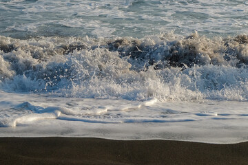 Abstract shapes, patterns and textures of sea waves. Big waves heading towards the beach.For graphic design or banner background