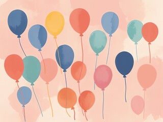 Colorful Balloons on Pink Background
