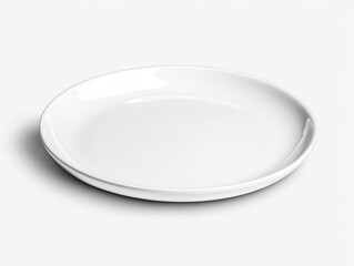 Minimalist White Plate Isolated on Seamless White Background for Modern Kitchenware Design