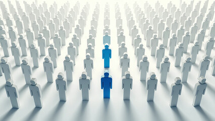 Obraz premium Unique Blue Figure Among White Silhouettes