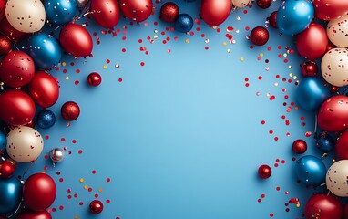 Blue and red event celebration background with clear copy space in the middle, ideal for customizing with birthday or festive text