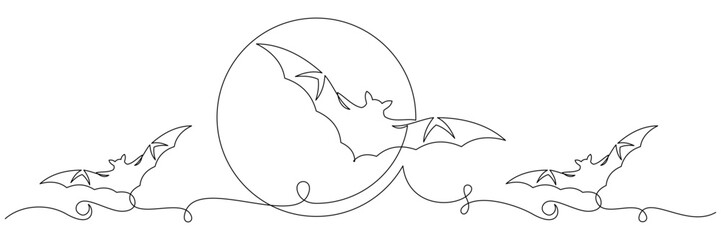 bat line art style for Halloween day background 