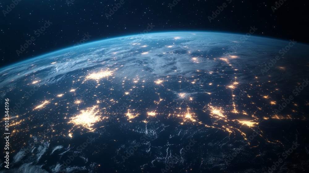 Canvas Prints planet earth at night with visible light connections generative ai