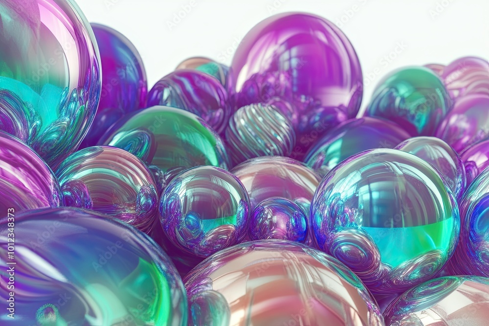 Aufkleber abstract chrome effect holo shapes create a colorful, reflective composition in a vibrant setting