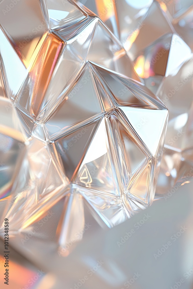 Poster Abstract Chrome Effect Shapes Casting Vibrant Reflections in a Luminous Setting