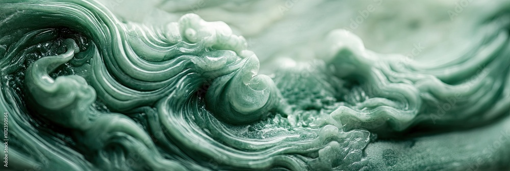 Poster Luxurious Jade Texture With Swirling Patterns and Subtle Tones Captured in Soft Focus