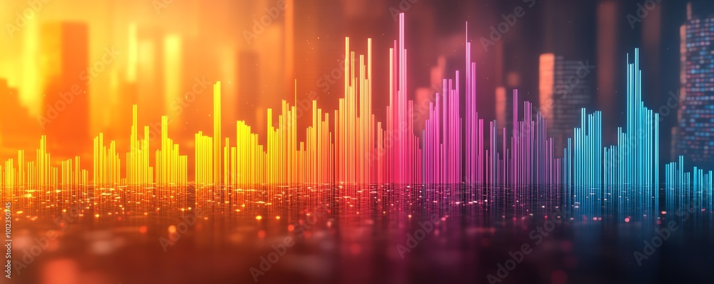 Poster Engaging bar charts with multiple colors showing stock market fluctuations or colorful financial data for investment analysis