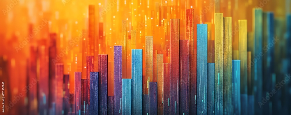 Aufkleber engaging bar charts with multiple colors showing stock market fluctuations or colorful financial dat
