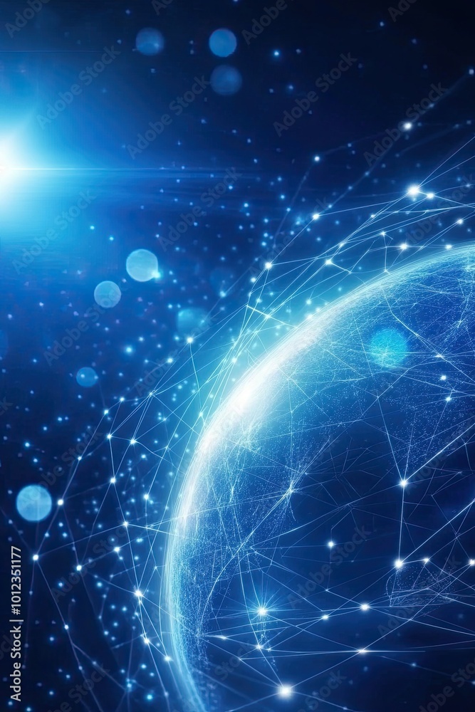 Poster An Abstract Representation of a Quantum World With Interconnected Particles and Glowing Energy