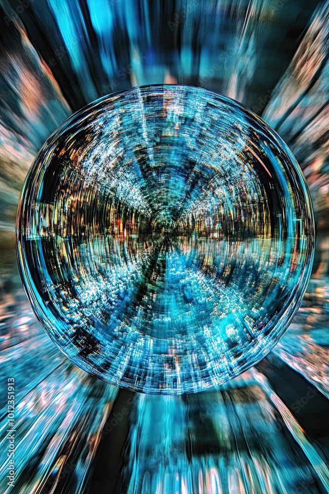 Aufkleber exploring a modern interpretation of a quantum world through vibrant, swirling patterns at night