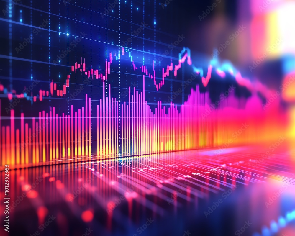 Aufkleber bright and colorful bar charts with fluctuating values for stock market investment analysis or vibra