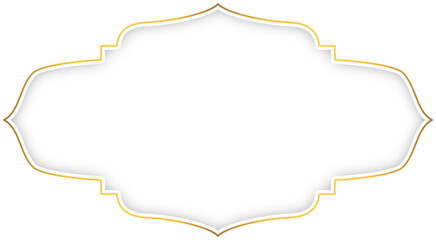 White and gold luxury islamic border frame with shadow