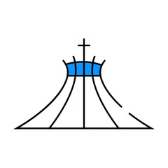 metropolitan cathedral of blessed virgin mary, brazil line icon vector. metropolitan cathedral of blessed virgin mary, brazil sign. isolated symbol illustration