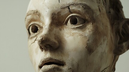 Fototapeta premium Close-Up Portrait Sculpture: A Study in Texture and Expression