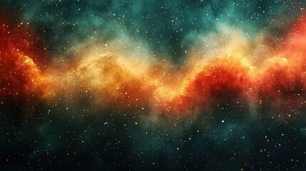 A colorful nebula with swirling clouds of gas and dust in a dark space filled with stars.