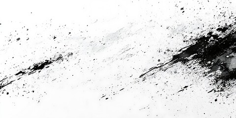 Obraz premium Abstract black and white paint splatter on a white background.