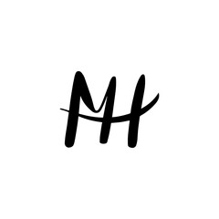 initial letter mh script unique logo black