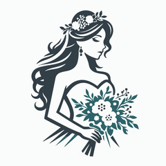 Bride silhouette with bouquet