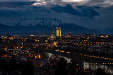 View of Torino with the iconic Mole Antonelliana.