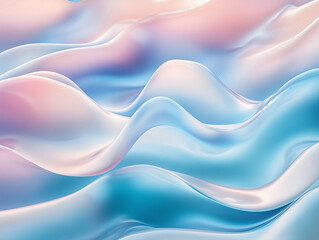 Obraz premium A fluid, pastel-colored fabric-like texture with soft folds of pink, blue, and orange, creating a dreamlike, flowing movement across the canvas.