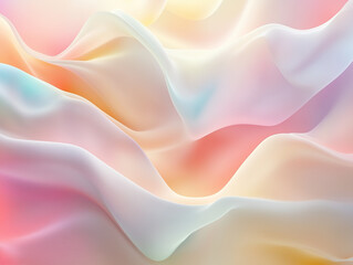 Obraz premium A fluid, pastel-colored fabric-like texture with soft folds of pink, blue, and orange, creating a dreamlike, flowing movement across the canvas.