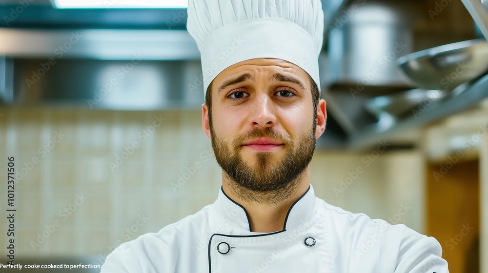 Canvas Prints A man in a chef's uniform with his arms crossed, AI