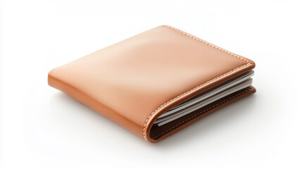 stylish brown leather wallet with sleek design, showcasing its smooth texture and neat stitching.