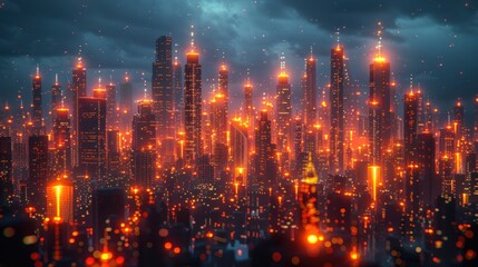 Obraz premium Futuristic Cityscape with Glowing Lights