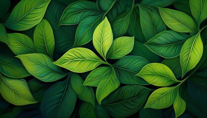 Vibrant Tropical Leaves Texture as an Abstract Green Background