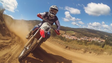 Obraz premium Motocross Rider on Dirt Track