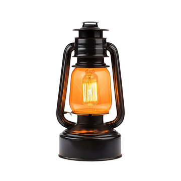 Classic lantern with warm light, black metal design, and vintage style.