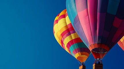 Obraz premium A vibrant, colorful hot air balloon festival with a clear area for text