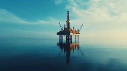 Offshore Oil Rig at Sunset