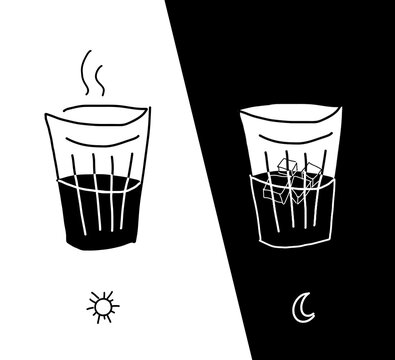 black and white caffeine brazillian cups day night