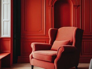 Classic Armchair in Red Velvet Room