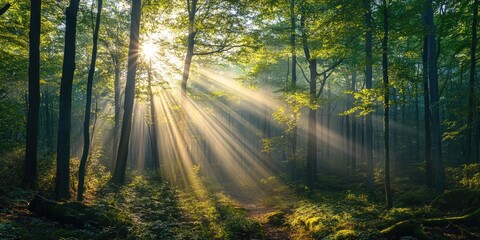 Serene Sunlight Through the Trees