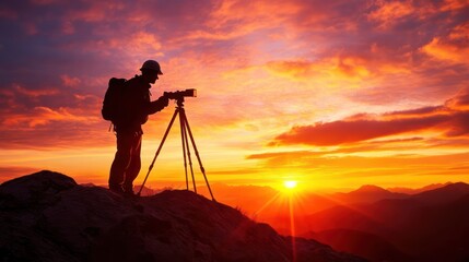 Photographer Capturing a Stunning Sunrise