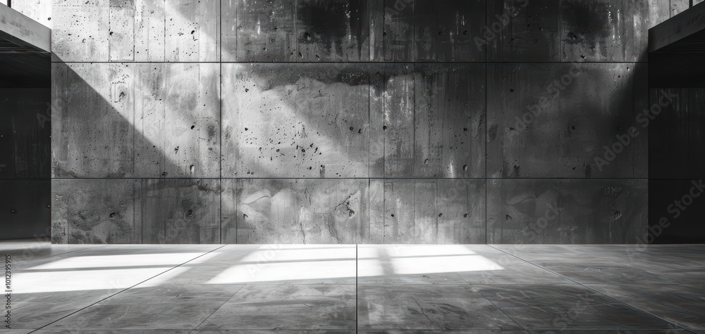 Aufkleber minimalist concrete wall with natural light casting shadows, creating an elegant and modern atmosphe