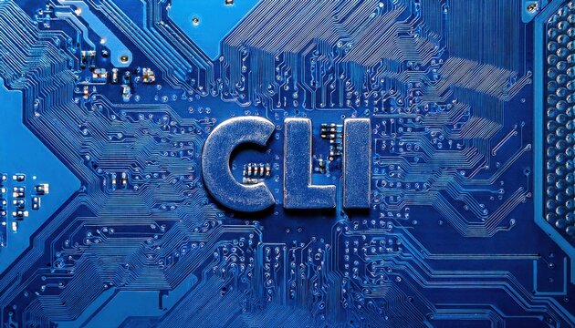 CLI Logo on Blue Circuit Board Background