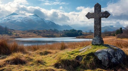 St Andrew's Day Artwork of St Andrew's Cross using natural elements, no humans