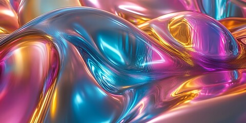 Naklejka premium Colorful, fluid abstract design with shiny surfaces.